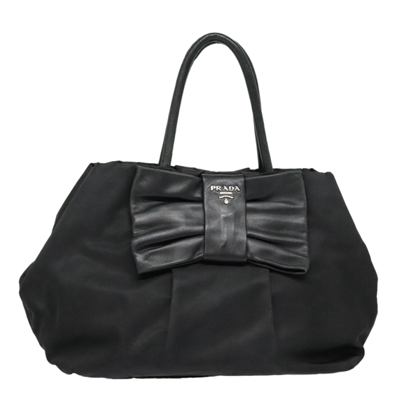 PRADA Ribbon Hand Bag Nylon Black Auth am6830 - Picture 1 of 16